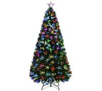 WeRChristmas Pre-Lit Fibre Optic Christmas Tree with Tree Topper and Flower Lights, Green, 7 feet/2.1 m