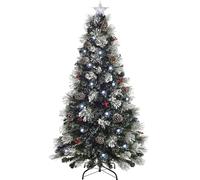 WeRChristmas Pre-Lit Fibre Optic Multi-Function Christmas Tree with Tree Topper, Frosted, 7 feet/2.1 m
