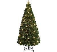 WeRChristmas Pre-Lit Fibre Optic Multi-Function Christmas Tree with Tree Topper, Green, 5 feet/1.5 m