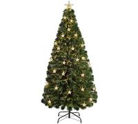 WeRChristmas Pre-Lit Fibre Optic Multi-Function Christmas Tree with Tree Topper, Green, 6 feet/1.8 m
