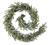 WeRChristmas Pre-Lit Frosted Fir Garland Illuminated with 40 White LED Lights, 9 feet - Silver