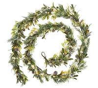 WeRChristmas Pre-Lit Frosted Mistletoe Garland, 55 Warm White LED Lights