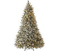 WeRChristmas Pre-Lit Frosted Snow Christmas Tree with 450 Chasing Warm LED Lights, Multi-Colour, 6.5 feet/1.95m