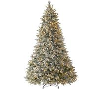 WeRChristmas Pre-Lit Frosted Snow Christmas Tree with 650 Chasing Warm LED Lights, Multi-Colour, 7.5 feet/2.25m