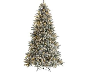 WeRChristmas Pre-Lit Full Bodied Snow Flocked Christmas Tree with 350 Chasing Warm LED Lights, Multi-Colour, 6 feet/1.8m