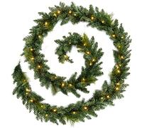 WeRChristmas Pre-Lit Garland Christmas Decoration Illuminated with 40 Warm LED Lights, Green, 9 feet