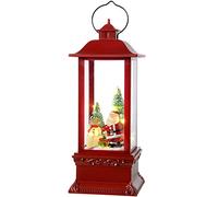 WeRChristmas Pre-Lit LED Santa and Christmas Tree Lantern Decoration, 27 cm - Red