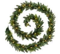 WeRChristmas Pre-Lit Long Garland Illuminated with 52 Warm LED Lights, Green, 12 feet
