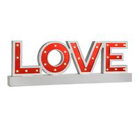 WeRChristmas Pre-Lit Mirror Love Sign with Base Christmas Decoration, Wood, 38 cm - Red
