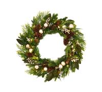 WeRChristmas Pre-Lit Mixed Tip Wreath, Pinecones & Berries, 76 cm