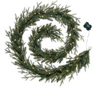 WeRChristmas Pre-Lit Multi-Function Douglas Fir Garland, 80 Warm White LED Lights, Green, 9 ft / 270 cm
