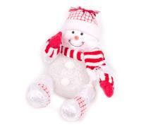 WeRChristmas Pre-Lit Novelty Sitting Snowman with LED Light-Up Body and Legs Christmas Decoration - 19 cm, Multi-Colour