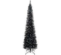 WeRChristmas Pre-Lit Pencil Christmas Tree with 180 LED Lights, 6.5 feet/1.95 m - 25 x 25 x 213 cm, Black