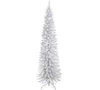 WeRChristmas Pre-Lit Pencil Christmas Tree with 180 LED Lights, 6.5 feet/1.95 m - 25 x 25 x 213 cm, White