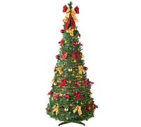WeRChristmas Pre-Lit Pop-Up Decorated Christmas Tree, Red/gold, 6 Ft