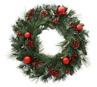 WeRChristmas Pre-Lit, Pre-Decorated Wreath, 20 Ice White LED Lights, 60 cm