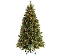 WeRChristmas Pre-Lit Shimmering Champagne Multi-Function Christmas Tree with 300-LED Lights, 6 feet/1.8 m - Green