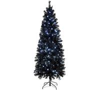 WeRChristmas Pre-Lit Slim Christmas Tree with 200 White LED Lights, 6 ft/1.8 m, Black