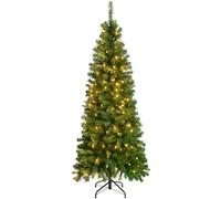 WeRChristmas Pre-Lit Slim Christmas Tree with 200 White LED Lights, 6 ft/1.8 m, Green
