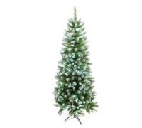 WeRChristmas Pre-Lit Slim Frosted Christmas Tree with 200 White LED Lights, 6 feet/1.8 m - Green