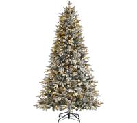 WeRChristmas Pre-Lit Slim Snow Flocked Christmas Tree, 6 ft
