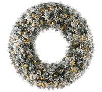 WeRChristmas Pre-Lit Snow-Flocked Majestic Wreath with 100 Warm White LED Lights, 1 m