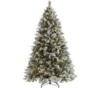 WeRChristmas Pre-Lit Snow Flocked Mixed Pine Christmas Tree, 5 ft