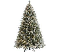 WeRChristmas Pre-Lit Snow Flocked Mixed Pine Christmas Tree, 5 Ft
