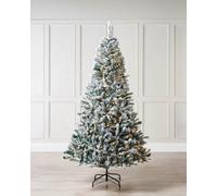 WeRChristmas Pre-Lit Snow-Flocked Mixed Pine Christmas Tree, 7 Ft