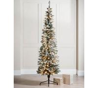 WeRChristmas Pre-Lit Snow Flocked Slim Pencil Christmas Tree, 6.5Ft With Warm White Led Lights