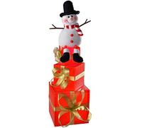 WeRChristmas Pre-Lit Snowman Gift Box Tower Colour Changing LED Christmas Tree Decoration - 50 cm, Multi-Colour