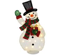 WeRChristmas Pre-Lit Snowman Silhouette with 20 Warm White Lights and Tinsel, 82 cm, Multi-Colour, Large