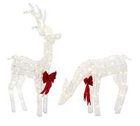 WeRChristmas Pre-Lit Stag & Deer Reindeer Set 90 cm White WRC-10064