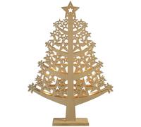 WeRChristmas Pre-Lit Star Christmas Tree Table Decoration, Wood, 50 cm - White