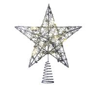 WeRChristmas Pre-Lit Star Christmas Tree Topper, Silver, 31 cm