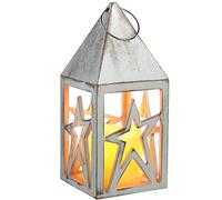 WeRChristmas Pre-Lit Star Lantern Christmas Decoration, Wood, Antique White, 21 cm
