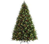 WeRChristmas Pre-Lit Victorian Mixed Tip Berries & Pinecones Christmas Tree, 7 ft