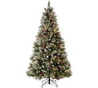 WeRChristmas Pre-lit Victorian Snow Berries Cones Christmas Tree with 260 LED Lights, Green, 7 feet/2.1 m, WRC-8637
