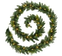WeRChristmas Pre-Lit Warm White LEDs Garland, 9 ft