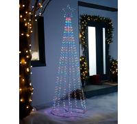 WeRChristmas Pre-Lit Waterfall Christmas Tree, 595 Multi-Coloured LED Lights, White, 7 ft / 2.1 m