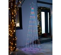 WeRChristmas Pre-Lit Waterfall Christmas Tree, 624 Rainbow LED Lights, White, 7 ft / 2.1 m