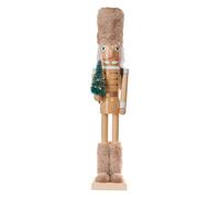 WeRChristmas Pre-Lit Wooden Nutcracker, 50 Cm Christmas Decoration With Tree And Warm White Leds