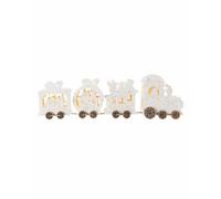 WeRChristmas Pre-Lit Wooden Train Decoration, 50 Cm, White Wooden Frame With 8 Warm White Led Lights