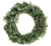 WeRChristmas Pre-Lit Wreath Christmas Decoration Illuminated with 20 Warm White LED Lights, 60 cm - Green
