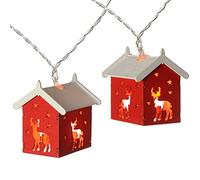 WeRChristmas Reindeer Wooden House Light String with 10-LED - Red