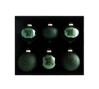WeRChristmas Sage Green Glass Baubles, 6 Pack, 10 cm