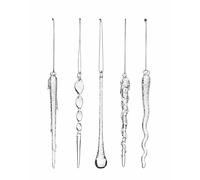 WeRChristmas Set of 20 Clear Glass Icicles - 14-15cm - Frosted & Clear Glass Christmas Decorations