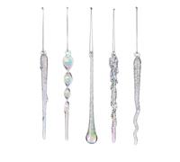 WeRChristmas Set of 20 Iridescent Glass Icicles - 14-15cm - Frosted & Clear Glass Christmas Decorations