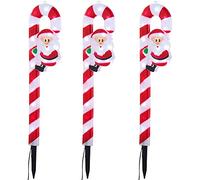 WeRChristmas Set of 3 Pre-Lit Santa Candy Cane Pathway Stake Lights