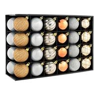 WeRChristmas Shatterproof Luxury Christmas Tree Baubles - 48-Piece, Bronze/Silver/Gold